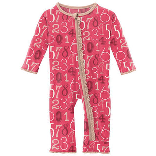 Girl's Print Bamboo Muffin Ruffle Coverall with Zipper - Taffy Math KicKee Pants