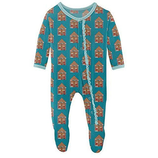 Girl's Print Bamboo Muffin Ruffle Footie with Snaps - Bay Gingerbread Baby & Toddler Sleepwear