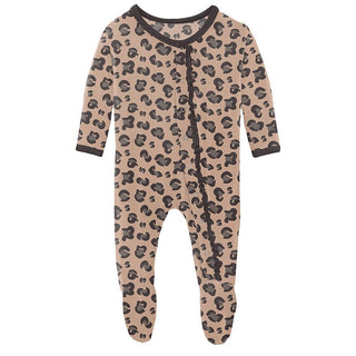 Girl's Print Bamboo Muffin Ruffle Footie with Snaps - Suede Cheetah (15ANV) Baby & Toddler Sleepwear