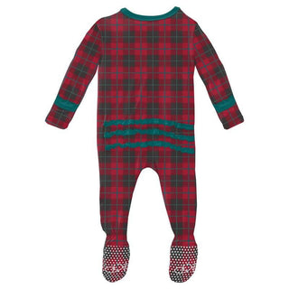 Girl's Print Bamboo Muffin Ruffle Footie with Zipper - Anniversary Plaid (WCA22) Baby & Toddler Sleepwear