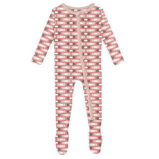 Girl's Print Bamboo Muffin Ruffle Footie with Zipper - Desert Rose Boo Boos KicKee Pants