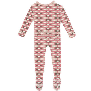 Girl's Print Bamboo Muffin Ruffle Footie with Zipper - Desert Rose Boo Boos Baby & Toddler Sleepwear