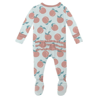 Girl's Print Bamboo Muffin Ruffle Footie with Zipper - Fresh Air Peaches KicKee Pants