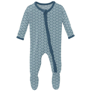 KicKee Pants Girls Print Muffin Ruffle Footie with Zipper - Fresh Air Waves