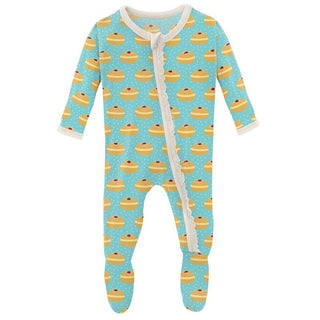 Girl's Print Bamboo Muffin Ruffle Footie with Zipper - Iceberg Jelly Donuts (WCA22) Baby & Toddler Sleepwear