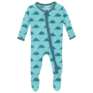 Girl's Print Bamboo Muffin Ruffle Footie with Zipper - Iceberg Menorahsaurus (WCA22) Baby & Toddler Sleepwear