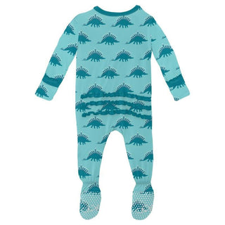 Girl's Print Bamboo Muffin Ruffle Footie with Zipper - Iceberg Menorahsaurus (WCA22) Baby & Toddler Sleepwear