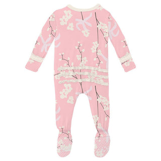 Girl's Print Bamboo Muffin Ruffle Footie with Zipper - Lotus Orchid (15ANV) Baby & Toddler Sleepwear