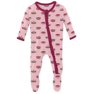 Girl's Print Bamboo Muffin Ruffle Footie with Zipper - Lotus Pies (15ANV) KicKee Pants