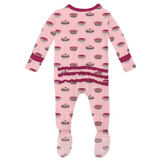 Girl's Print Bamboo Muffin Ruffle Footie with Zipper - Lotus Pies (15ANV) Baby & Toddler Sleepwear