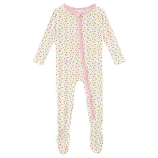 Girl's Print Bamboo Muffin Ruffle Footie with Zipper - Natural Buds (15ANV) Baby & Toddler Sleepwear