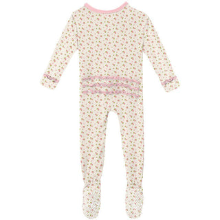 Girl's Print Bamboo Muffin Ruffle Footie with Zipper - Natural Buds (15ANV) Baby & Toddler Sleepwear