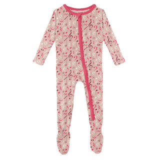 Girl's Print Bamboo Muffin Ruffle Footie with Zipper - Peach Blossom Music Class Baby & Toddler Sleepwear