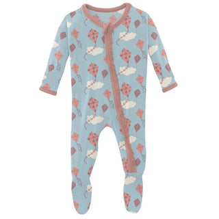 Girl's Print Bamboo Muffin Ruffle Footie with Zipper - Spring Day Kites Baby & Toddler Sleepwear