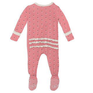 Girl's Print Bamboo Muffin Ruffle Footie with Zipper - Strawberry Baby Berries Baby & Toddler Sleepwear