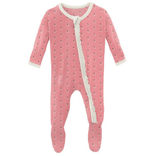 Girl's Print Bamboo Muffin Ruffle Footie with Zipper - Strawberry Baby Berries Baby & Toddler Sleepwear