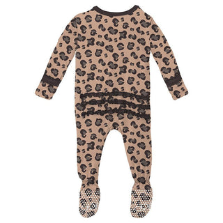 Girl's Print Bamboo Muffin Ruffle Footie with Zipper - Suede Cheetah (15ANV) Baby & Toddler Sleepwear