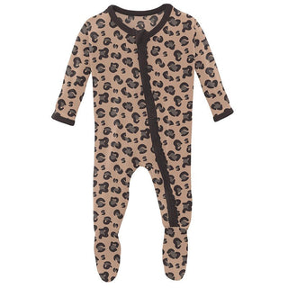 Girl's Print Bamboo Muffin Ruffle Footie with Zipper - Suede Cheetah (15ANV) Baby & Toddler Sleepwear