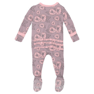 Girl's Print Bamboo Muffin Ruffle Footie with Zipper - Sweet Pea Poppies (15ANV) Baby & Toddler Sleepwear