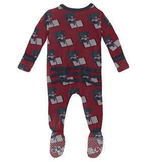 Girl's Print Bamboo Muffin Ruffle Footie with Zipper - Wild Strawberry Dog Ate My Homework Baby & Toddler Sleepwear