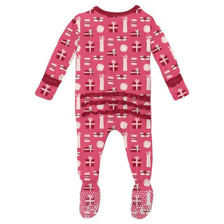 KicKee Pants Girls Print Muffin Ruffle Footie with Zipper - Winter Rose Presents WCA22