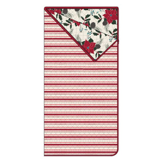 KicKee Pants Girls Print Reversible Quilted Sleepover Bag, Strawberry Candy Cane Stripe and Christmas Floral - One Size