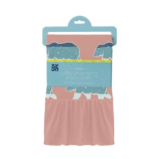 Girl's Print Bamboo Ruffle Changing Pad Cover, Blush Night Sky Bear - One Size Diapering