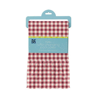 KicKee Pants Girls Print Ruffle Changing Pad Cover, Wild Strawberry Gingham - One Size