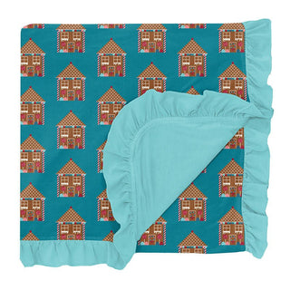 Girl's Print Bamboo Ruffle Toddler Blanket, Bay Gingerbread - One Size KicKee Pants