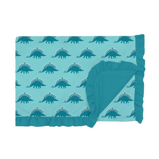 Girl's Print Bamboo Ruffle Toddler Blanket, Iceberg Menorahsaurus - One Size (WCA22) Swaddling & Receiving Blankets