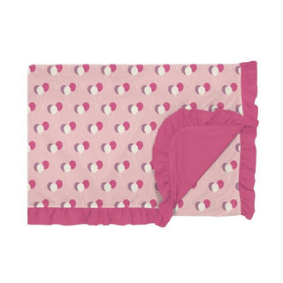 Girl's Print Bamboo Ruffle Toddler Blanket, Lotus Balloons - One Size Swaddling & Receiving Blankets