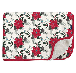 Girl's Print Bamboo Sherpa-Lined Toddler Blanket, Christmas Floral - One Size Swaddling & Receiving Blankets