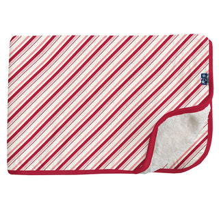 Girl's Print Bamboo Sherpa-Lined Toddler Blanket, Strawberry Candy Cane Stripe - One Size Swaddling & Receiving Blankets