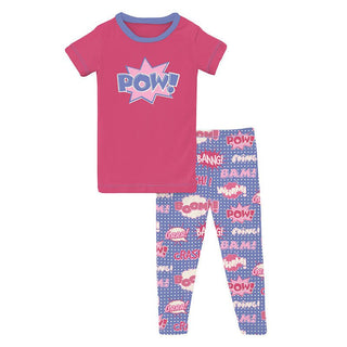 KicKee Pants Girl's Print Short Sleeve Graphic Tee Pajama Set - Forget Me Not Comic Onomatopoeia | Stylish Sleepies offer designs that make bedtime beautiful.