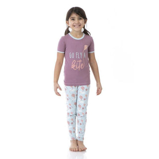 KicKee Pants Girls Print Short Sleeve Graphic Tee Pajama Set - Spring Day Kites | Stylish Sleepies offer designs that make bedtime beautiful.