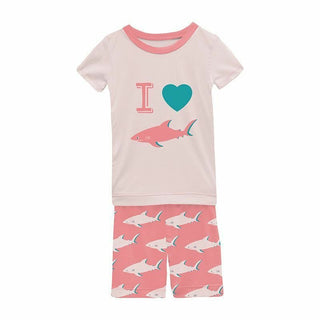 KicKee Pants Girls Print Short Sleeve Graphic Tee Pajama Set with Shorts - Strawberry Sharky | Stylish Sleepies offer designs that make bedtime beautiful.