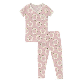 Girl's Print Bamboo Short Sleeve Kimono Pajama Set - Baby Rose Daisy Crowns Baby & Toddler Sleepwear