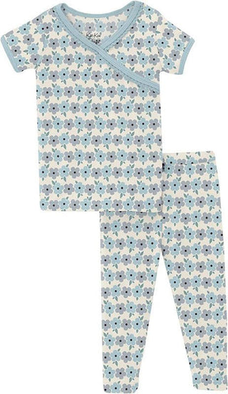 KicKee Pants Girl's Print Short Sleeve Kimono Pajama Set - Natural Hydrangea | Stylish Sleepies offer designs that make bedtime beautiful.