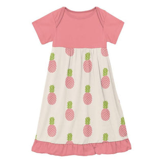 Girl's Print Bamboo Short Sleeve One Piece Dress Romper - Strawberry Pineapples Baby & Toddler Dresses