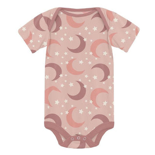 Girl's Print Bamboo Short Sleeve One Piece - Peach Blossom Moon and Stars KicKee Pants