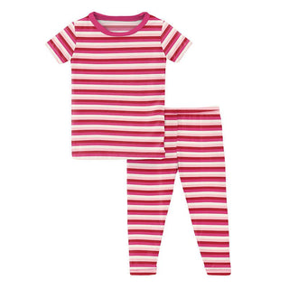 KicKee Pants Girl's Print Short Sleeve Pajama Set - Anniversary Candy Stripe | Stylish Sleepies offer designs that make bedtime beautiful.