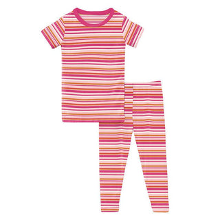 Girl's Print Bamboo Short Sleeve Pajama Set - Anniversary Sunset Stripe Baby & Toddler Sleepwear