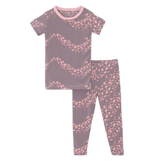 Girl's Print Bamboo Short Sleeve Pajama Set - Elderberry Sakura Wind Baby & Toddler Sleepwear