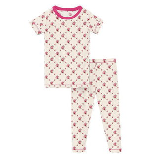 Girl's Print Bamboo Short Sleeve Pajama Set - Natural Rose Trellis Baby & Toddler Sleepwear