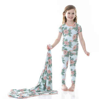 KicKee Pants Girls Print Short Sleeve Pajama Set - Spring Sky Floral