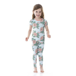 Girl's Print Bamboo Short Sleeve Pajama Set - Spring Sky Floral Baby & Toddler Sleepwear