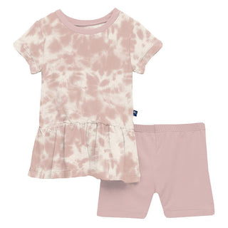 Girl's Print Bamboo Short Sleeve Playtime Outfit Set - Baby Rose Tie Dye Baby & Toddler Outfits