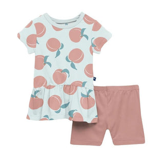 Girl's Print Bamboo Short Sleeve Playtime Outfit Set - Fresh Air Peaches Baby & Toddler Outfits