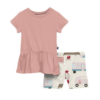 KicKee Pants Girls Print Short Sleeve Playtime Outfit Set - Natural Camping