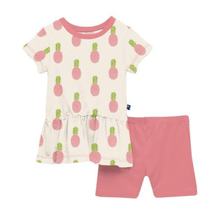 Girl's Print Bamboo Short Sleeve Playtime Outfit Set - Strawberry Pineapples Baby & Toddler Outfits